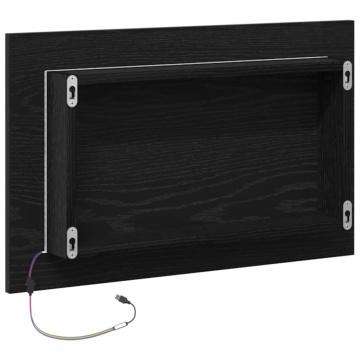 Oglindă de baie cu lumini LED, stejar negru, 60x8,5x37 cm - Img 7