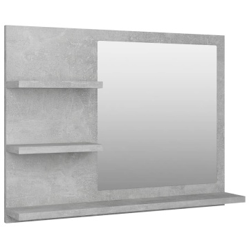 Oglindă de baie, gri beton, 60x10,5x45 cm, PAL - Img 2