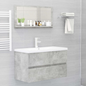 Oglindă de baie, gri beton, 80 x 10,5 x 37 cm, PAL - Img 4