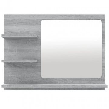Oglindă de baie, gri sonoma, 60x10,5x45 cm, lemn compozit - Img 3