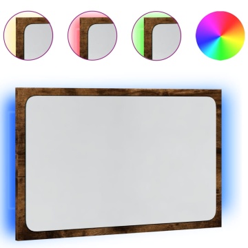 Oglindă de baie LED, stejar sonoma, 60x8,5x38 cm lemn prelucrat - Img 2