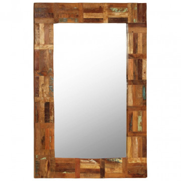 Oglindă de perete, 60 x 90 cm, lemn masiv reciclat - Img 6