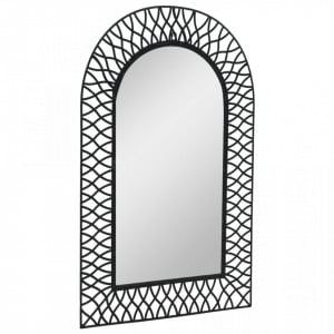 Oglindă de perete arcuită, negru, 50 x 80 cm - Img 2