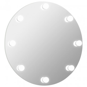 Oglindă de perete cu lumini LED, fără ramă, sticlă, rotundă - Img 2
