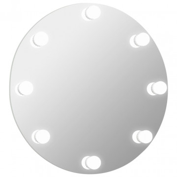Oglindă de perete cu lumini LED, sticlă, rotundă - Img 2
