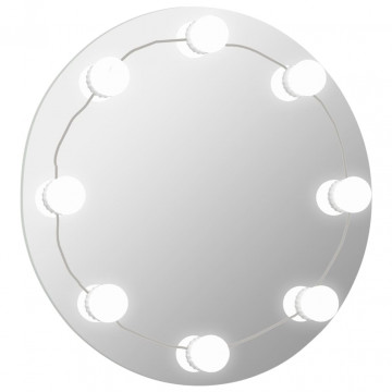 Oglindă de perete cu lumini LED, sticlă, rotundă - Img 2