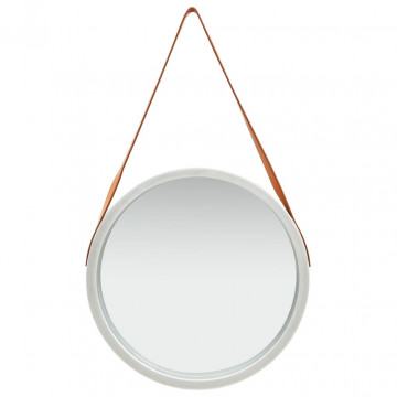 Oglindă de perete cu o curea, 50 cm, argintiu - Img 7