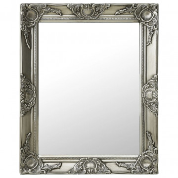Oglindă de perete în stil baroc, argintiu, 50 x 60 cm - Img 2