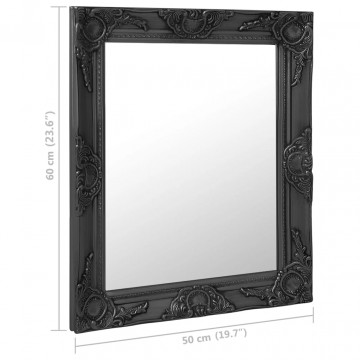 Oglindă de perete în stil baroc, negru, 50 x 60 cm - Img 5