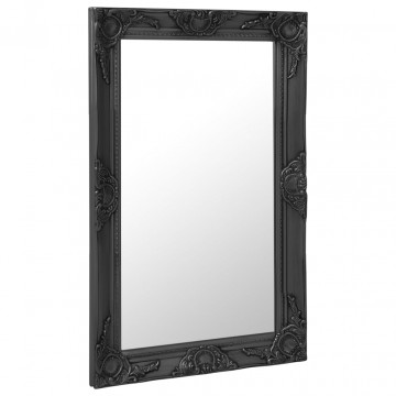 Oglindă de perete în stil baroc, negru, 50 x 80 cm - Img 2