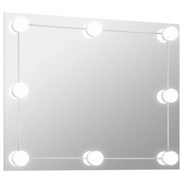 Oglindă de perete lumini LED fără ramă sticlă dreptunghiulară - Img 2