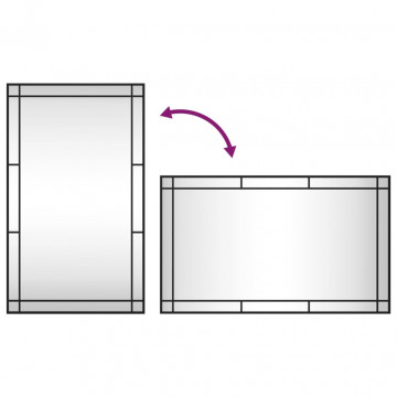 Oglindă de perete, negru, 60x100 cm, dreptunghiulară, fier - Img 6