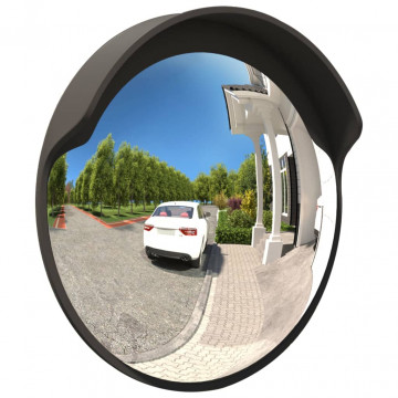 Oglindă de trafic convexă exterior, negru, Ø45 cm, policarbonat - Img 3