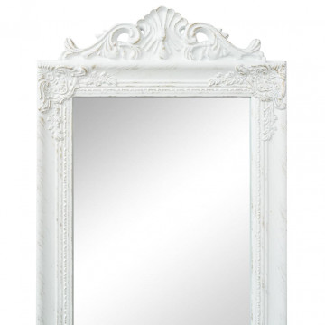 Oglindă în stil baroc independentă, alb, 160 x 40 cm - Img 1