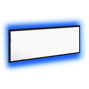Oglindă LED pentru baie cu cadru din stejar negru, 100x8,5x37 cm, din lemn îngineresc - Img 2