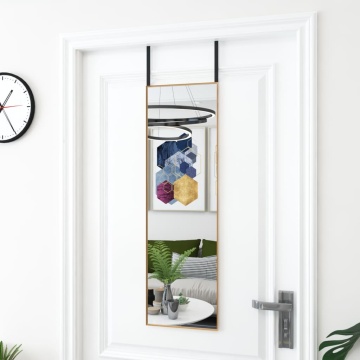 Oglindă pentru ușă, auriu, 30x100 cm, sticlă și aluminiu - Img 1