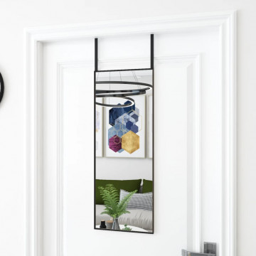 Oglindă pentru ușă, negru, 30x80 cm, sticlă și aluminiu - Img 1