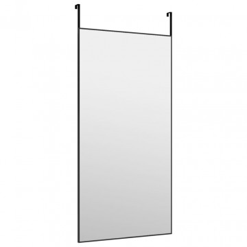 Oglindă pentru ușă, negru, 50x100 cm, sticlă și aluminiu - Img 3