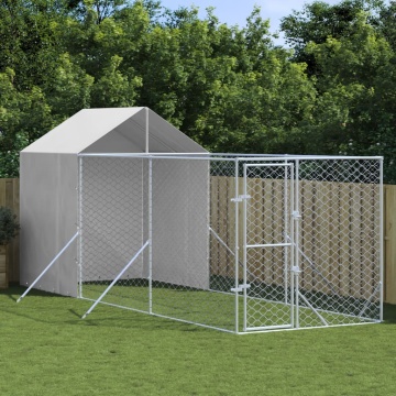 Padoc de exterior cu acoperiș argintiu 2x6x2,5m oțel galvanizat - Img 1