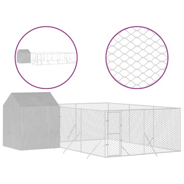 Padoc de exterior cu acoperiș argintiu 6x6x2,5m oțel galvanizat - Img 2