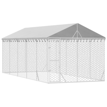 Padoc exterior cu acoperiș argintiu 3x7,5x2,5 m oțel galvanizat - Img 3