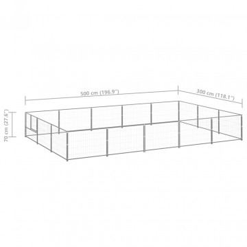 Padoc pentru câini, argintiu, 15 m², oțel - Img 5