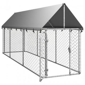 Padoc pentru câini de exterior cu acoperiș, 400x100x150 cm - Img 4