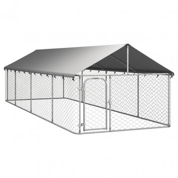 Padoc pentru câini de exterior, cu acoperiș, 600x200x150 cm - Img 1