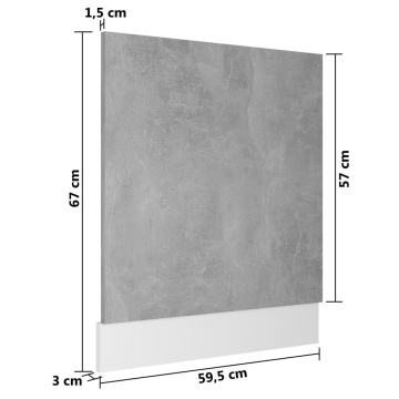 Panou frontal mașină spălat vase, gri beton, 59,5x3x67 cm lemn - Img 5