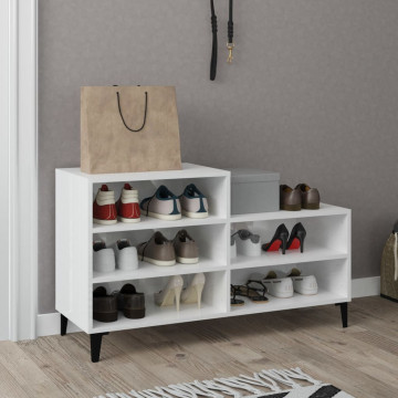 Pantofar, alb extralucios, 102x36x60 cm, lemn compozit - Img 1