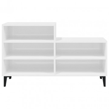 Pantofar, alb extralucios, 102x36x60 cm, lemn compozit - Img 3