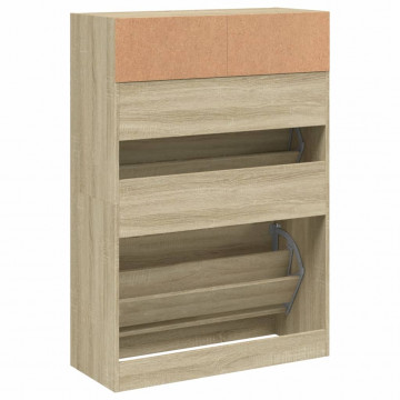 Pantofar cu 2 sertare rabatabile, stejar sonoma, 80x34x116 cm - Img 7