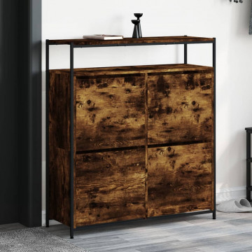 Pantofar cu 4 sertare rabatabile, stejar fumuriu, 100x34x112 cm - Img 1