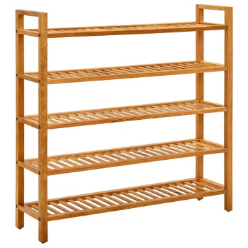 Pantofar cu 5 rafturi, 100x27x100 cm, lemn masiv de stejar - Img 1