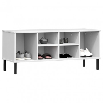 Pantofar cu picioare metalice „OSLO” alb 106x35x45 cm lemn - Img 3