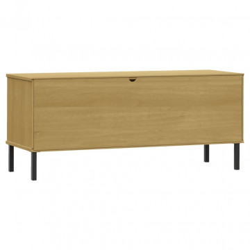 Pantofar cu picioare metalice „OSLO” maro 106x35x45 cm lemn - Img 5