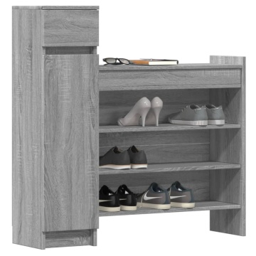 Pantofar, gri sonoma, 100,5x28x100 cm, lemn compozit - Img 4