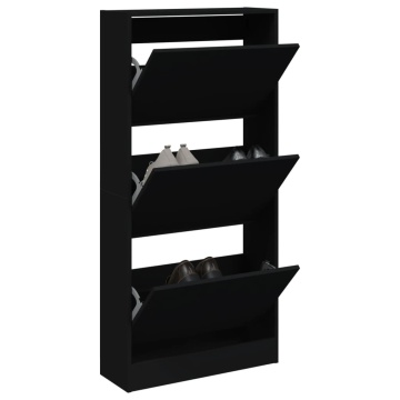 Pantofar, negru, 60x21x125,5 cm, lemn compozit - Img 1