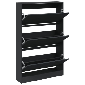 Pantofar, negru, 80x21x125,5 cm, lemn compozit - Img 2