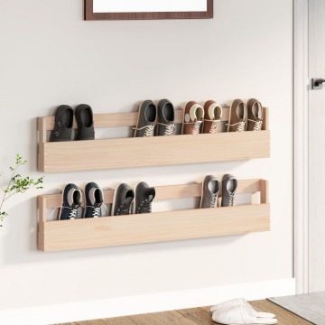 Pantofare de perete, 2 buc., 110x9x23 cm, lemn masiv pin - Img 1