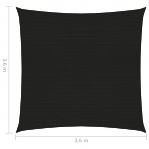 Pânză parasolar, negru, 3,6 x 3,6 m, HDPE, 160 g/m² - Img 5