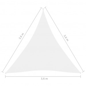 Parasolar, alb, 3,6x3,6x3,6 m, țesătură oxford, triunghiular - Img 5