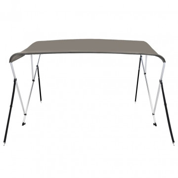 Parasolar barcă Bimini cu 3 arcuri, gri, 184x170x133 cm - Img 3