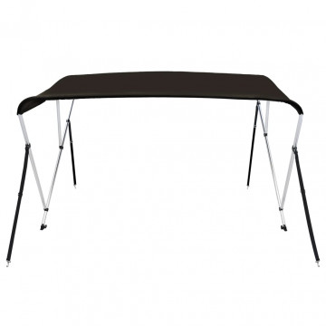 Parasolar barcă Bimini cu 3 arcuri, negru, 184x189x135 cm - Img 3