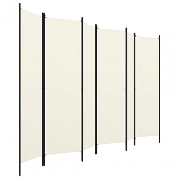 Paravan cameră cu 6 panouri, alb crem, 300 x 180 cm - Img 2