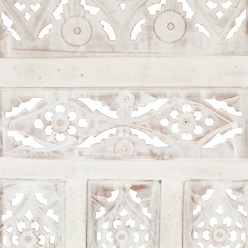 Paravan cameră sculptat manual, 4 panouri, alb 160x165 cm mango - Img 4