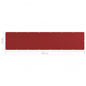 Paravan de balcon, roșu, 90 x 400 cm, HDPE - Img 5