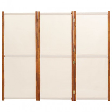 Paravan de cameră cu 3 panouri, alb crem, 210x180 cm - Img 4