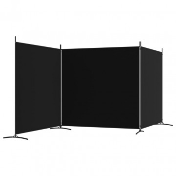 Paravan de cameră cu 3 panouri, negru, 525x180 cm, textil - Img 8