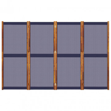 Paravan de cameră cu 4 panouri, albastru închis, 280x180 cm - Img 4